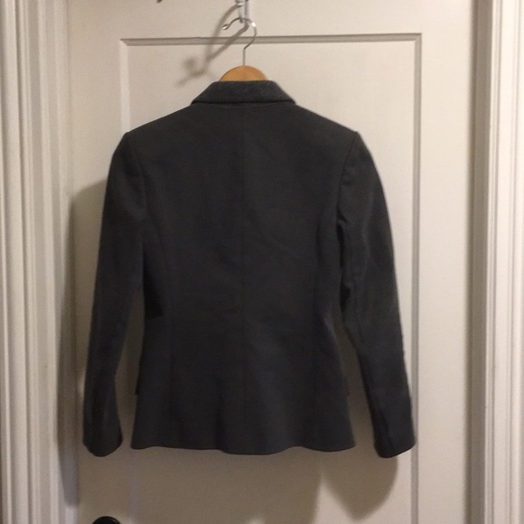 THEORY double breasted gray, wool lapel blazer 2 - Picture 3 of 5